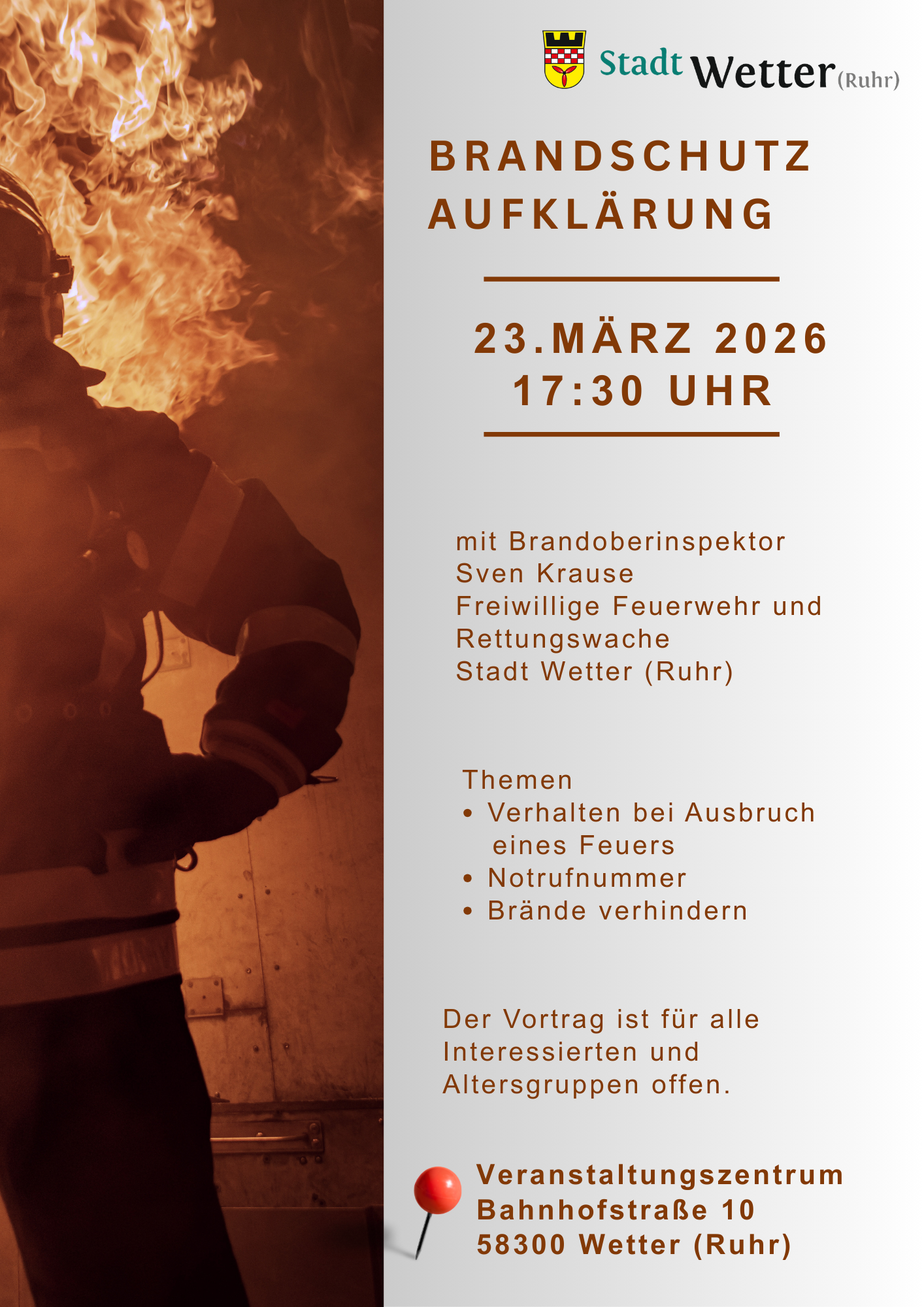 Vortrag: Brandschutz für Angehörige von Senior*innen