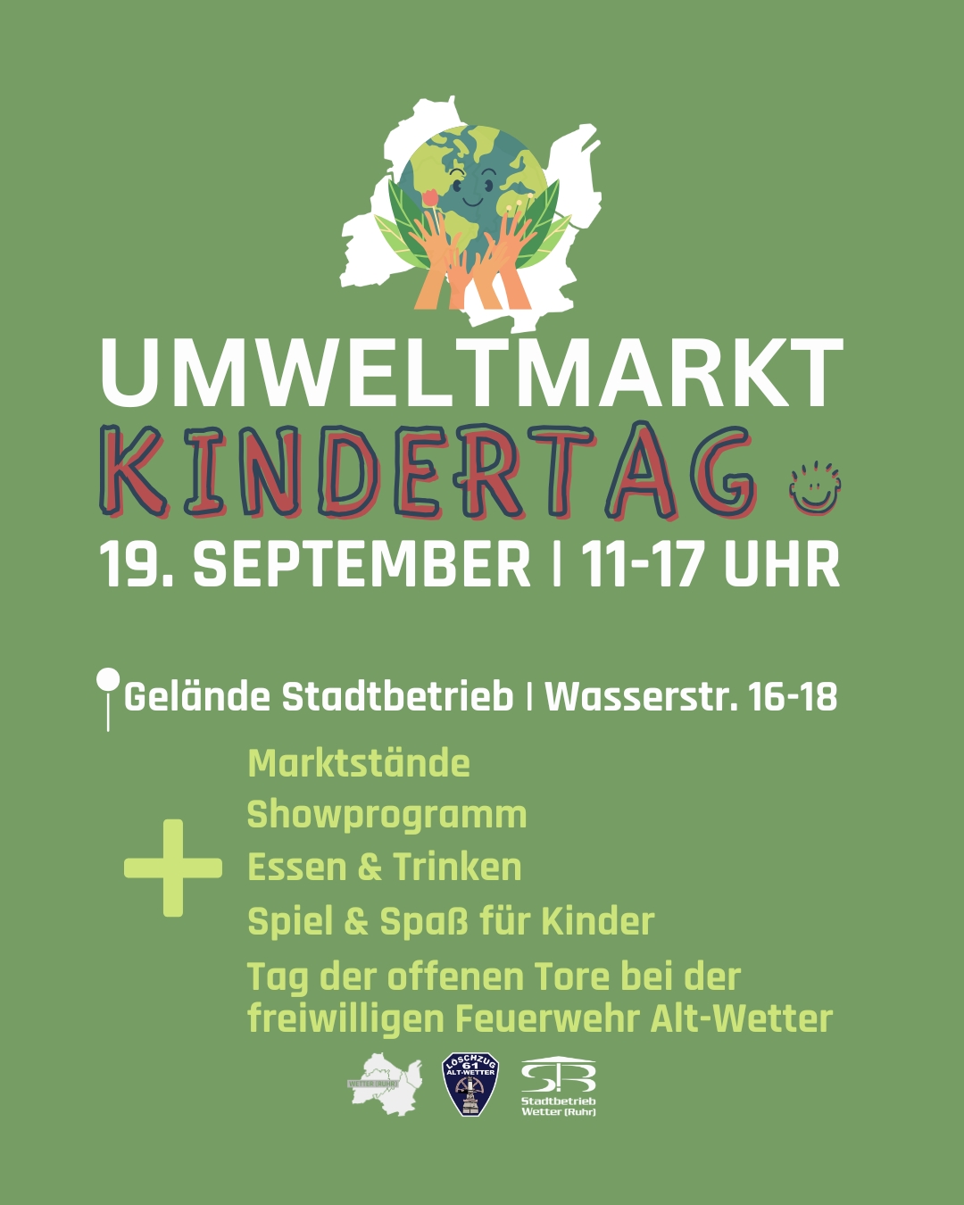 Die Veranstaltungen Umweltmarkt, Kindertag und Tag der offenen Tore werden beworben.