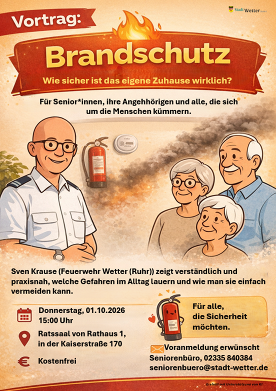 Werbeplakat für die Veranstaltung Brandschutz: Wie sicher ist das eigene Zuhause wirklich