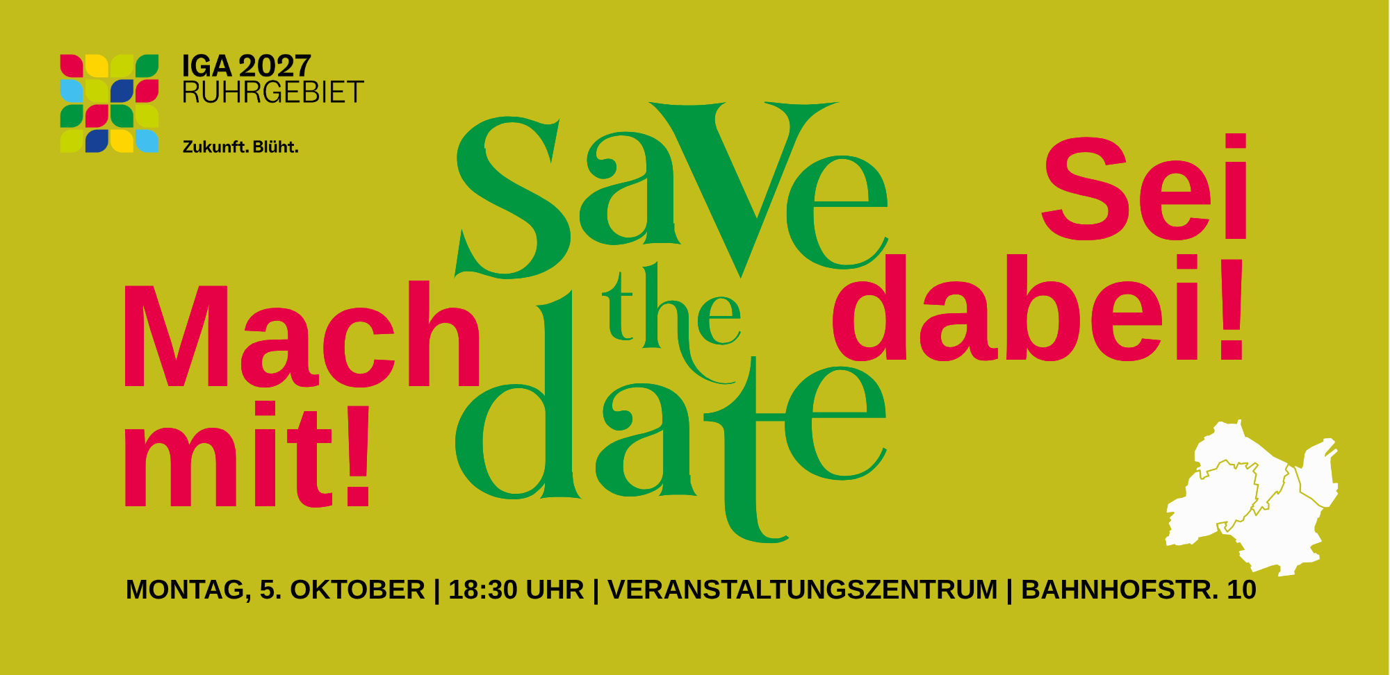 Einladung "save the date" für den 5. Oktober im Veranstaltungszentrum