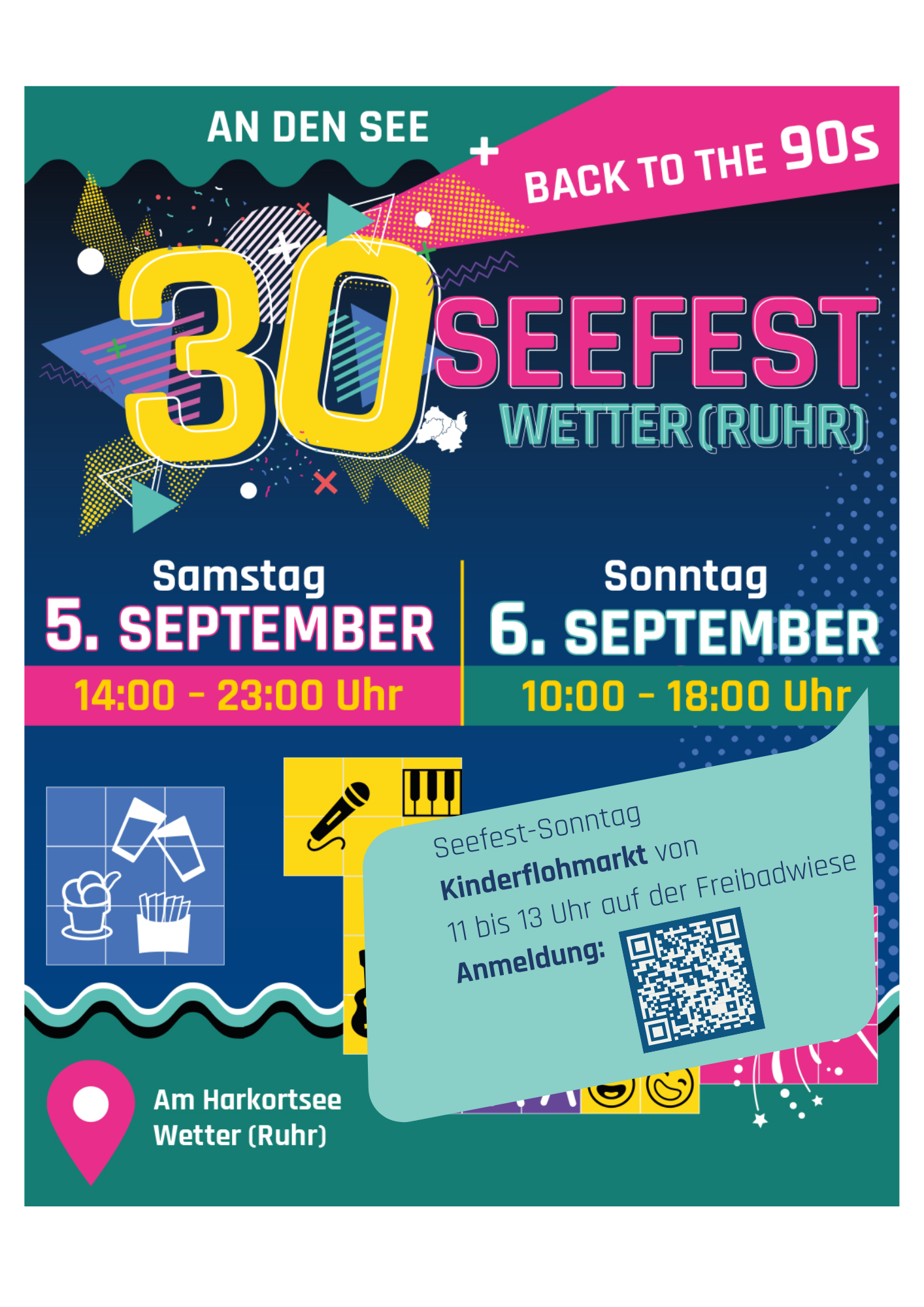 Plakat zum Flohmarkt mit Anmeldung über QR-Code